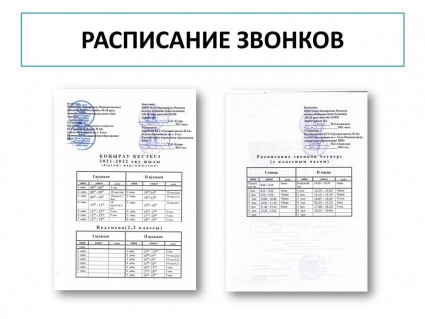 Расписание звонков