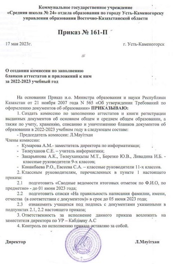 Приказ №161-П